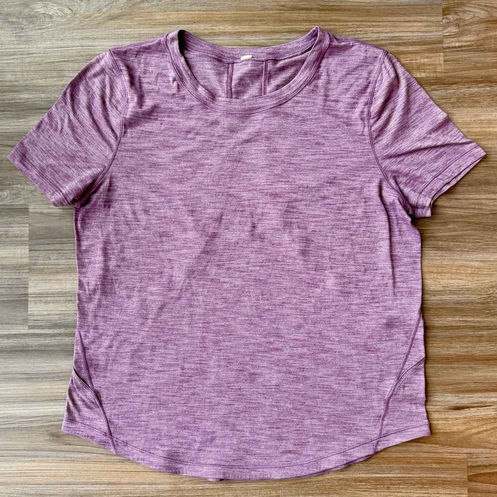 EUC Lululemon Long Distance Short Sleeve (mulberry size 10/12)